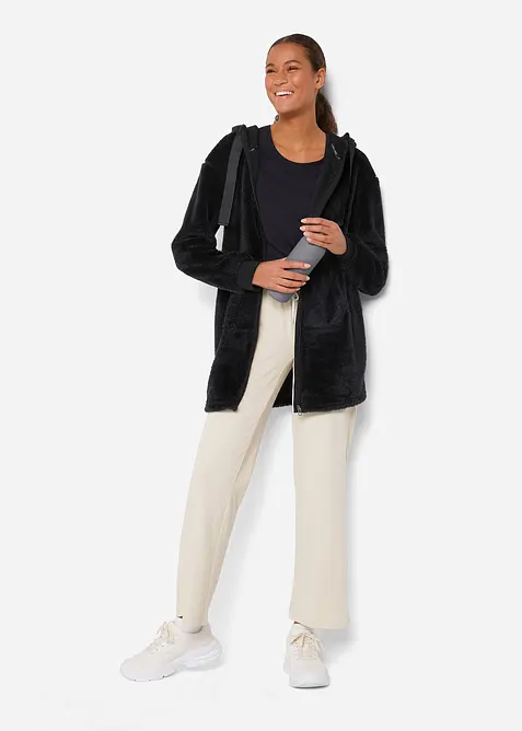 Lett, lang og myk Loungewear-hettejakke i fleece, bonprix