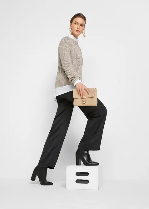 Oversized genser med flettemønster, bonprix