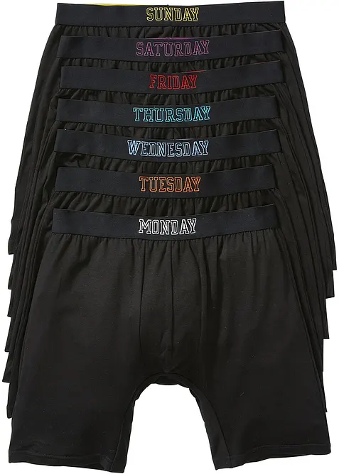 Boksershorts med bomull i ettersittende modell med lange ben (7-pack), bonprix