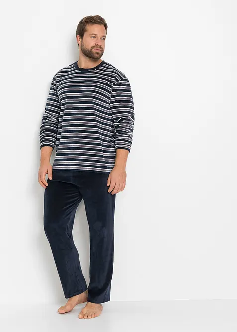 Pyjamas av mykt fl&oslash;yelsmateriale med lange ermer, bonprix