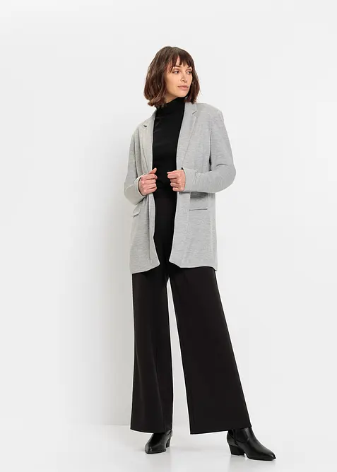 Lang jerseyblazer med lommer, bonprix