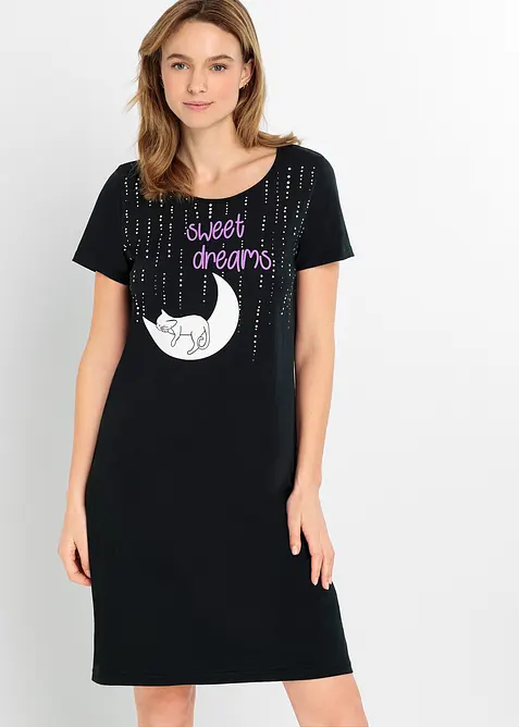 Kort nattkjole i 100% &oslash;kologisk bomull, bonprix