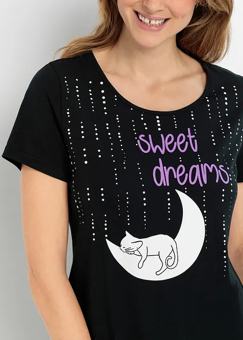 Kort nattkjole i 100% &oslash;kologisk bomull, bonprix