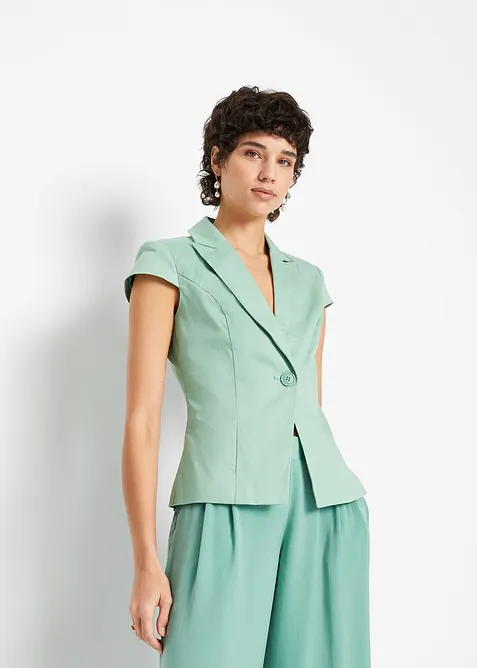 Kortermet blazer i bomullssateng, bonprix