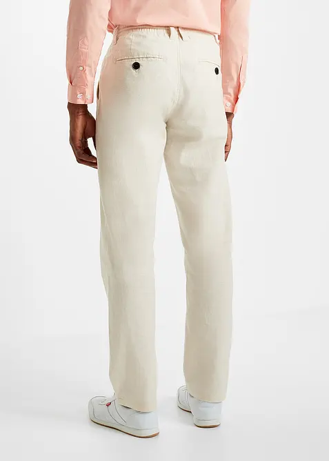 Relaxed Fit-pull on-bukse i luftig linmiks, Straight, bonprix