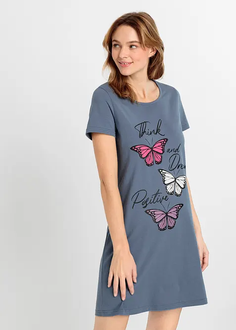 Kort nattkjole i 100% økologisk bomull, bonprix