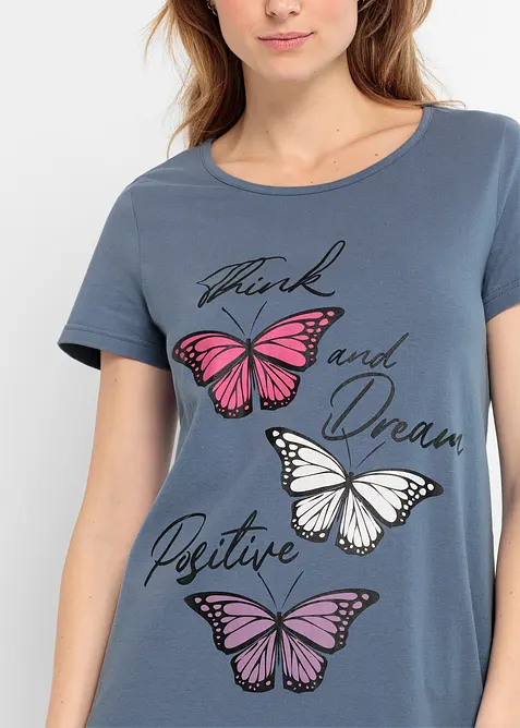 Kort nattkjole i 100% økologisk bomull, bonprix