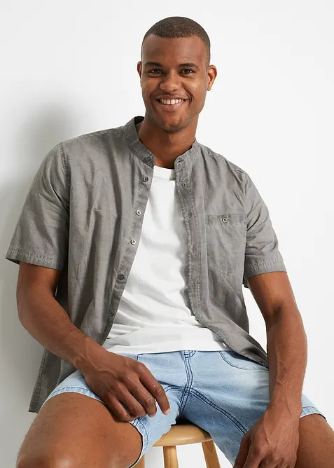 Kortermet skjorte i vasket look, bonprix