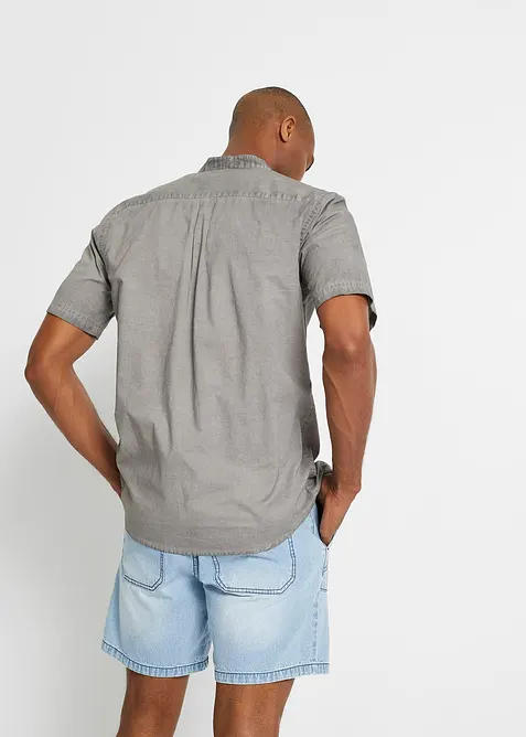 Kortermet skjorte i vasket look, bonprix