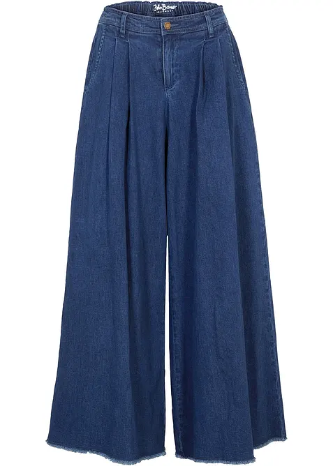 Wide Leg bukseskj&oslash;rt i denim, bonprix