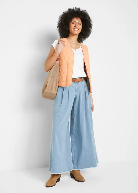 Wide Leg bukseskjørt i denim, bonprix