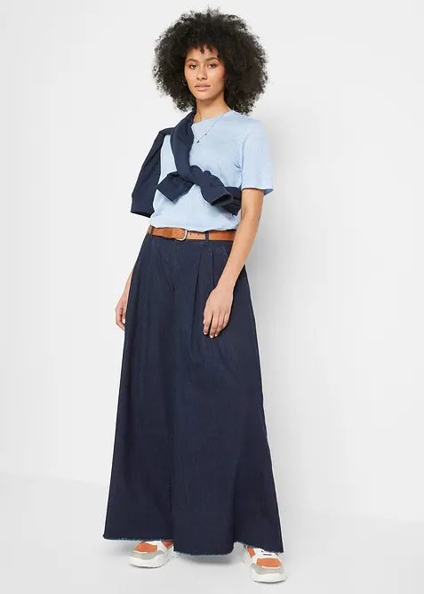 Wide Leg bukseskj&oslash;rt i denim, bonprix
