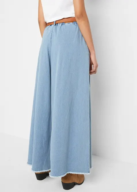 Wide Leg bukseskjørt i denim, bonprix