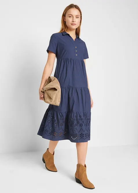 Tunikakjole i 100% bomull med hullbroderi, bonprix