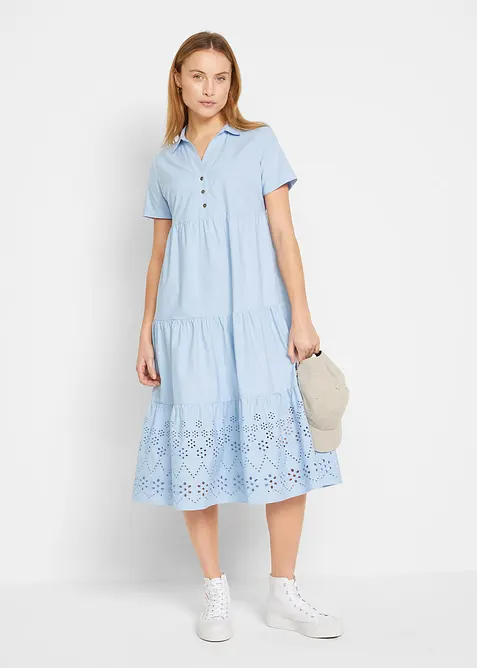 Tunikakjole i 100% bomull med hullbroderi, bonprix