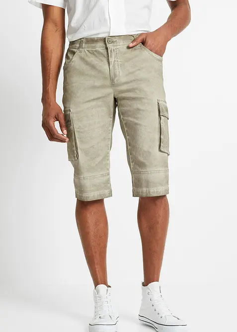 Lang cargo-bermudashorts med stretch og komfortsnitt, Regular Fit, bonprix