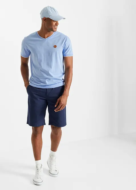 T-skjorte med V-hals med kontrastkant, bonprix