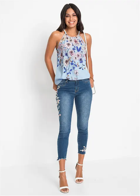 Ermeløs bluse i lett viskose, bonprix