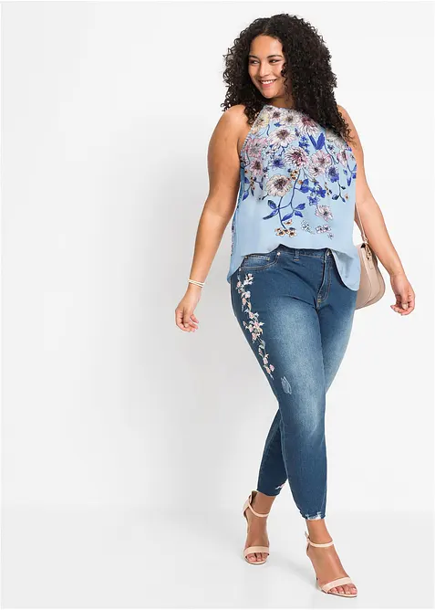 Ermeløs bluse i lett viskose, bonprix