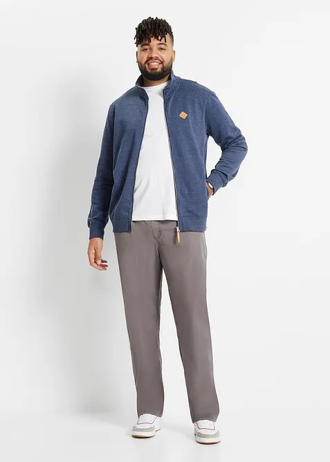 Sweatjakke med detaljer i imitert skinn, bonprix