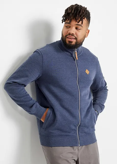 Sweatjakke med detaljer i imitert skinn, bonprix