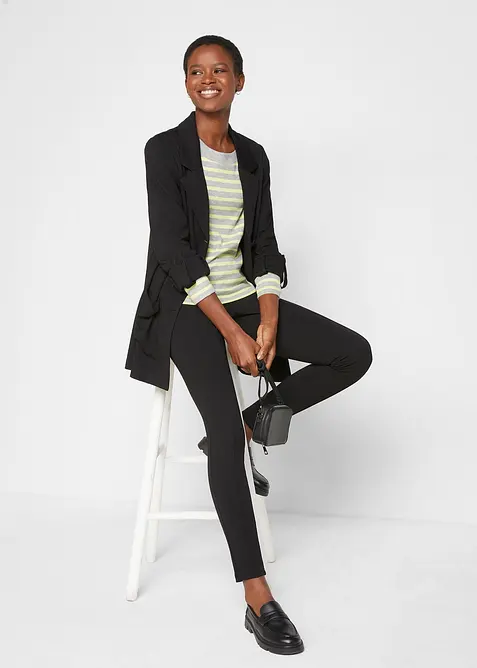 Lang blazer i Punto di Roma-viskosemiks, bonprix