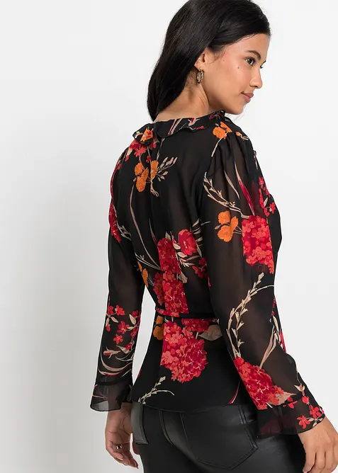 Chiffonbluse i omslagsmodell, bonprix