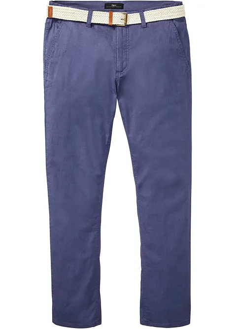 Regular Fit chinos med stretchlinning og belte, Straight, bonprix