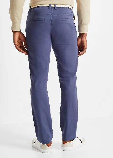 Regular Fit chinos med stretchlinning og belte, Straight, bonprix