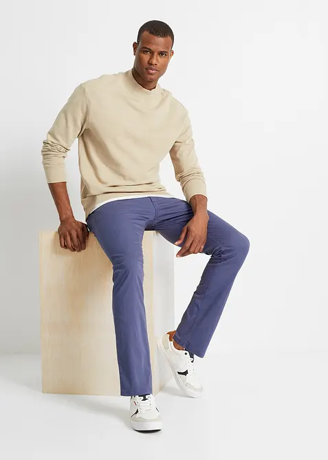 Regular Fit chinos med stretchlinning og belte, Straight, bonprix