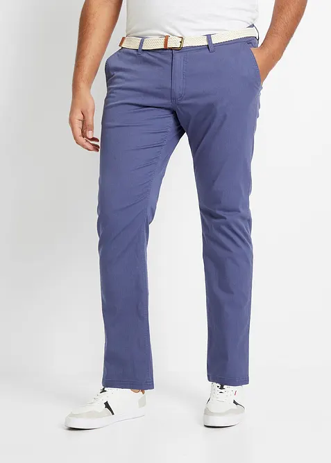 Regular Fit chinos med stretchlinning og belte, Straight, bonprix
