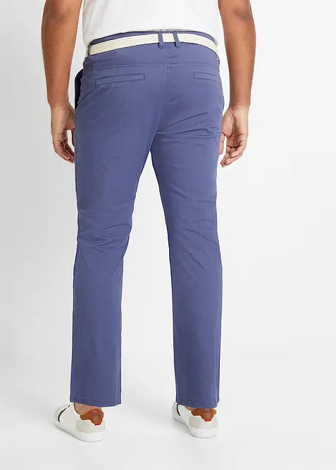 Regular Fit chinos med stretchlinning og belte, Straight, bonprix