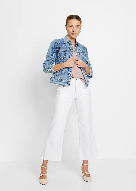 Kortermet satengbluse i ledig modell med lave skulders&oslash;mmer, bonprix