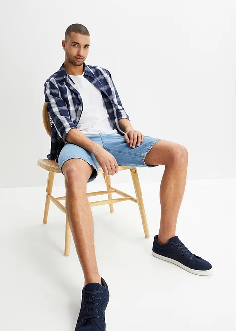 Jeans-bermudashorts med stretchlinning, Classic Fit, bonprix