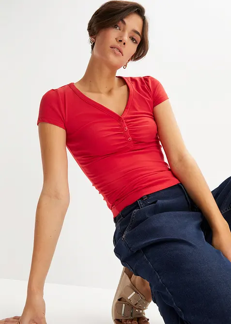 Topp med knappestolpe, med &oslash;kologisk bomull, bonprix