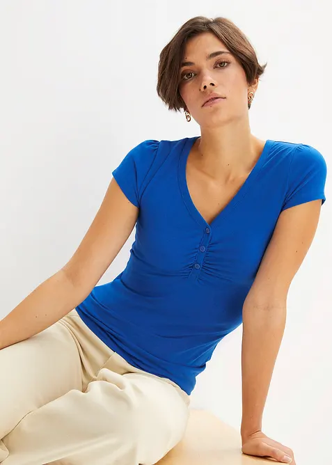 Topp med knappestolpe, med &oslash;kologisk bomull, bonprix