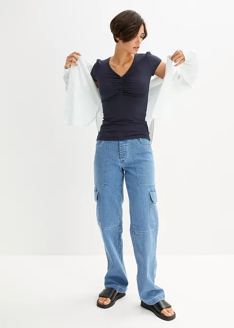 Topp med knappestolpe, med &oslash;kologisk bomull, bonprix