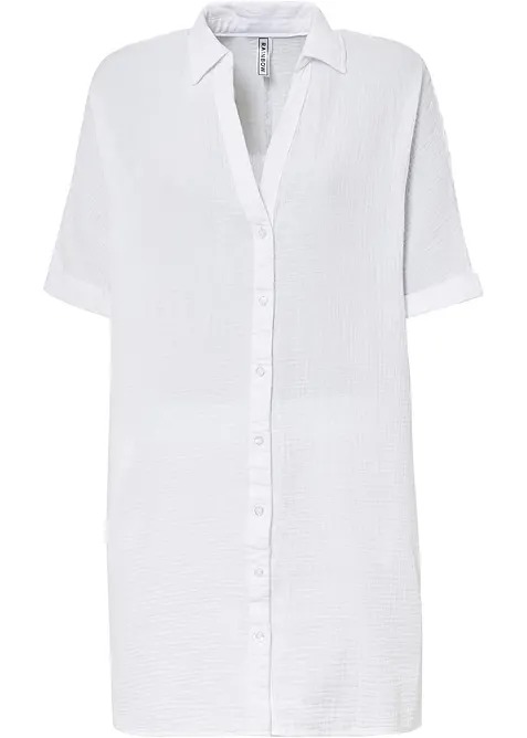 Oversized, lang bluse i bomullsmusselin, bonprix