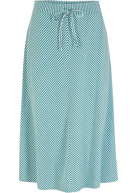 Knelangt jerseyskj&oslash;rt med stripem&oslash;nster, bonprix