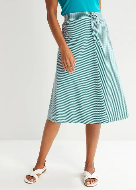 Knelangt jerseyskj&oslash;rt med stripem&oslash;nster, bonprix