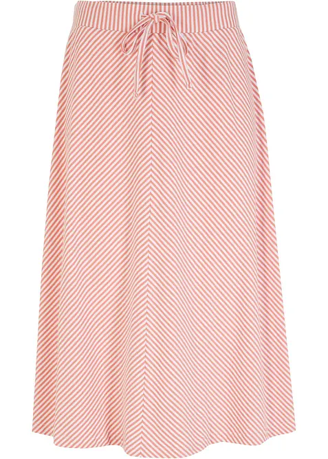 Knelangt jerseyskjørt med stripemønster, bonprix
