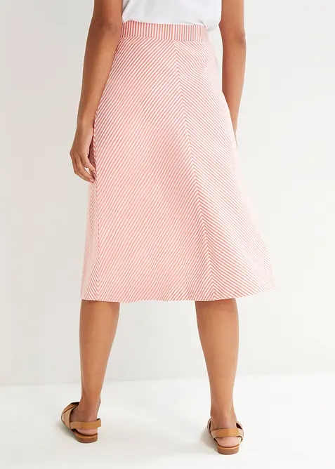 Knelangt jerseyskjørt med stripemønster, bonprix