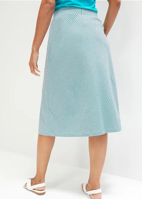 Knelangt jerseyskj&oslash;rt med stripem&oslash;nster, bonprix