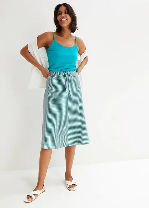 Knelangt jerseyskj&oslash;rt med stripem&oslash;nster, bonprix