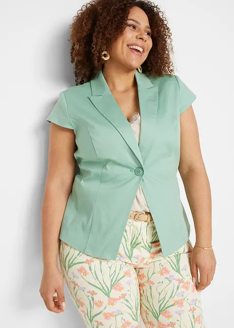 Kortermet blazer i bomullssateng, bonprix