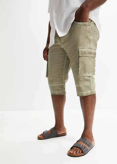 Lang cargo-bermudashorts med stretch og komfortsnitt, Regular Fit, bonprix