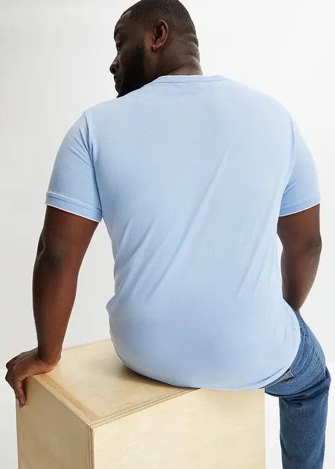 T-skjorte med V-hals med kontrastkant, bonprix