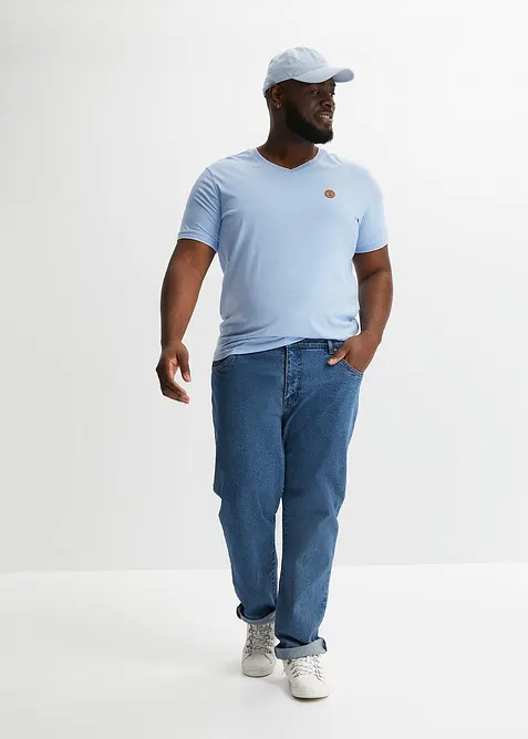 T-skjorte med V-hals med kontrastkant, bonprix