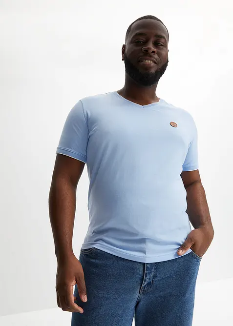 T-skjorte med V-hals med kontrastkant, bonprix