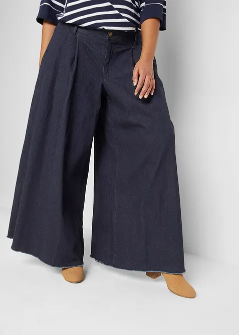 Wide Leg bukseskj&oslash;rt i denim, bonprix